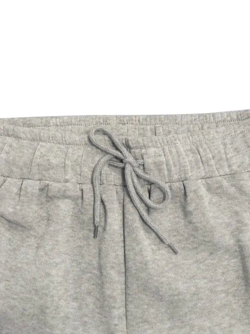 Solid Ruched Adjustable Drawstring Casual Pants