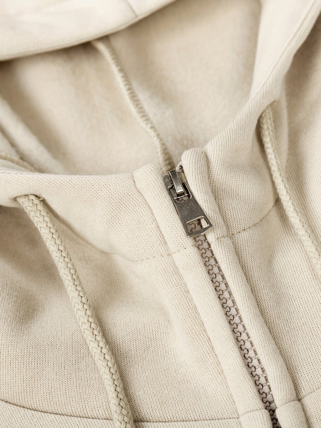 Solid Zipper Long Sleeve Drawstring Hooded Sporty Hoodie