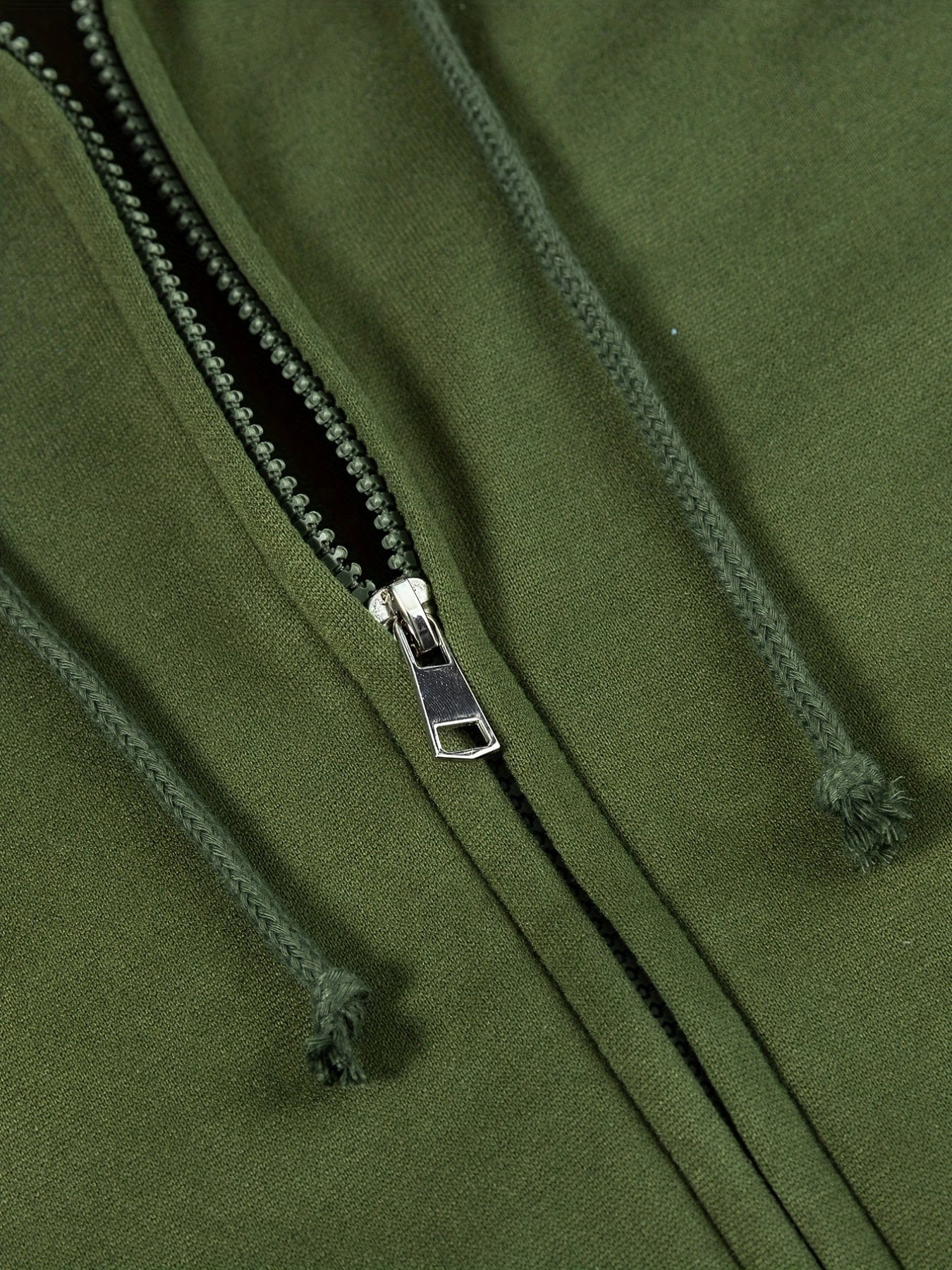 Solid Zipper Long Sleeve Drawstring Hooded Sporty Hoodie