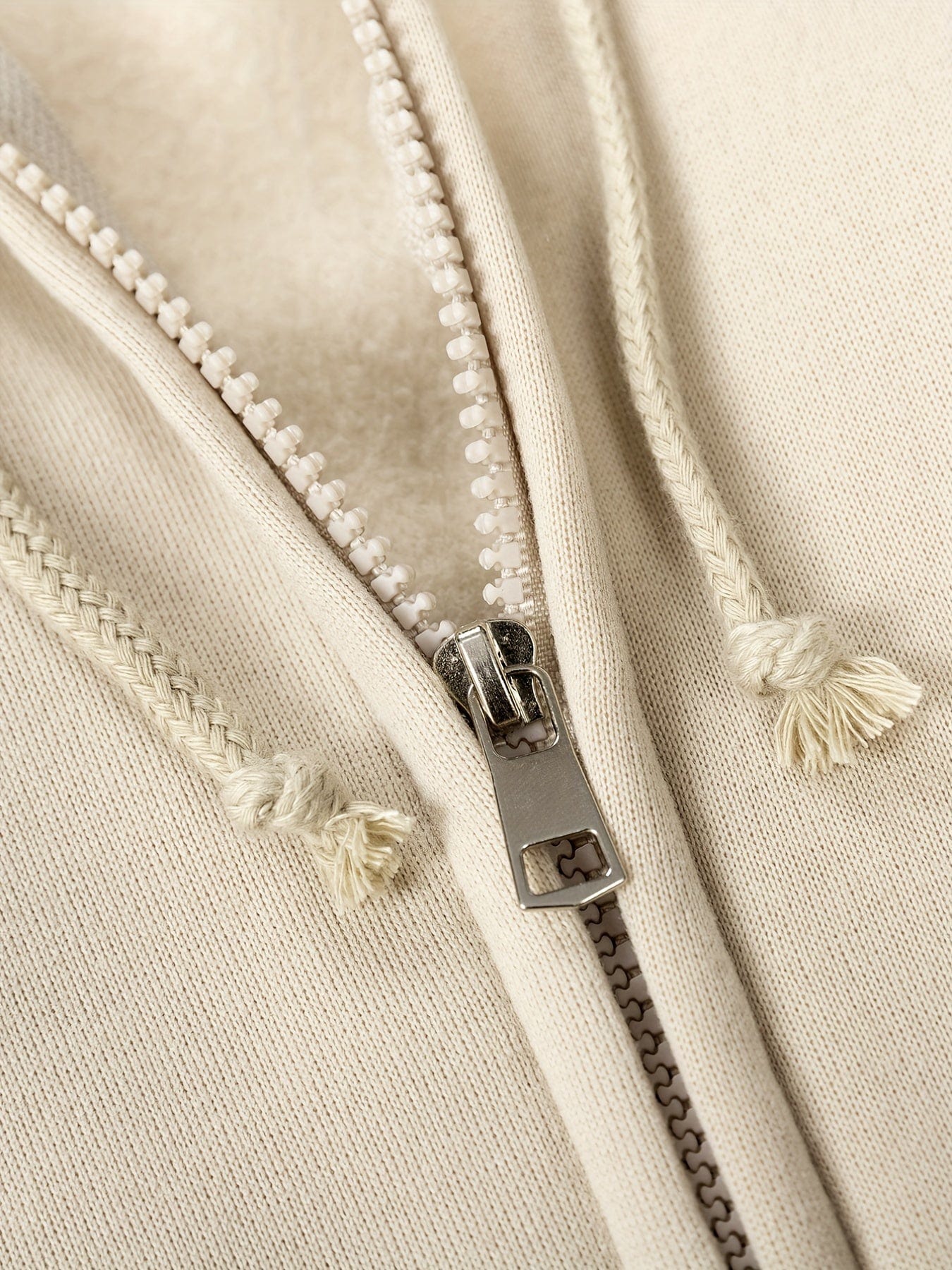 Solid Zipper Long Sleeve Drawstring Hooded Sporty Hoodie