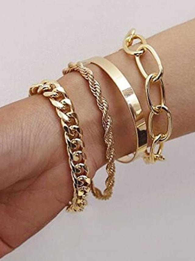 Elegant Alloy Bracelet Set for Women with Punk Twist