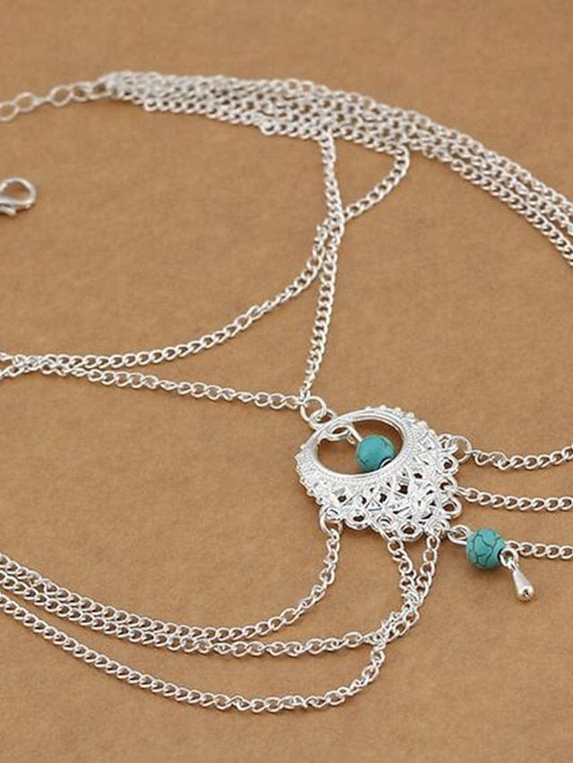 Bohemian Chic Silver Alloy Women's Ankle Bracelet for Beach and Daily Wear