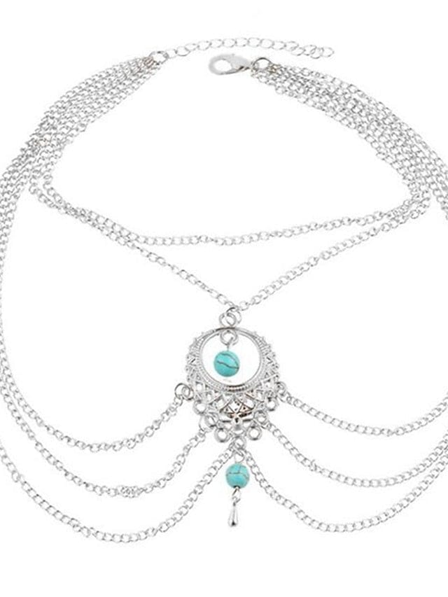 Bohemian Chic Silver Alloy Women's Ankle Bracelet for Beach and Daily Wear