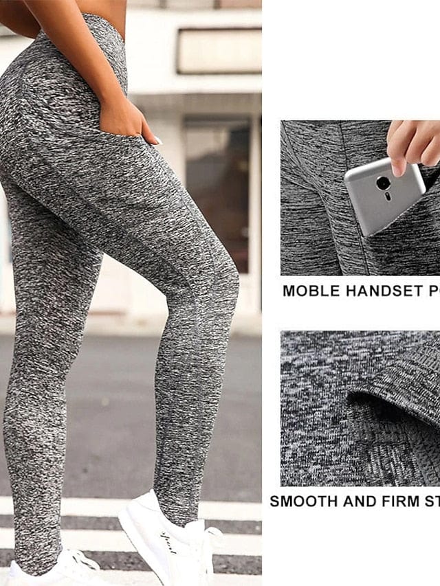 Women's High Waist Compression Leggings with Ruched Butt Lift and Phone Pocket