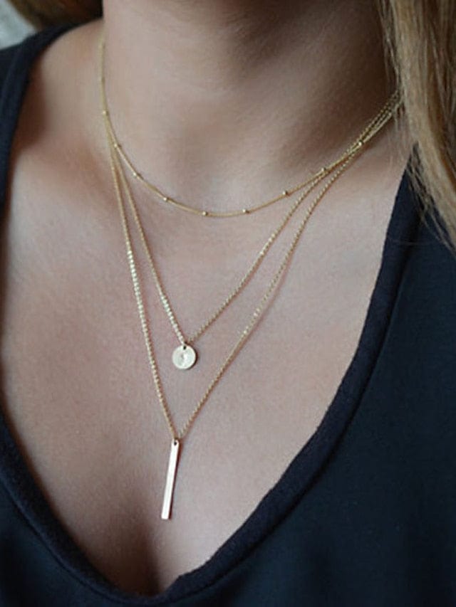 Street Geometry 3-Layer Necklace for Women - Chic & Modern Geometry with Versatile Style for All Seasons