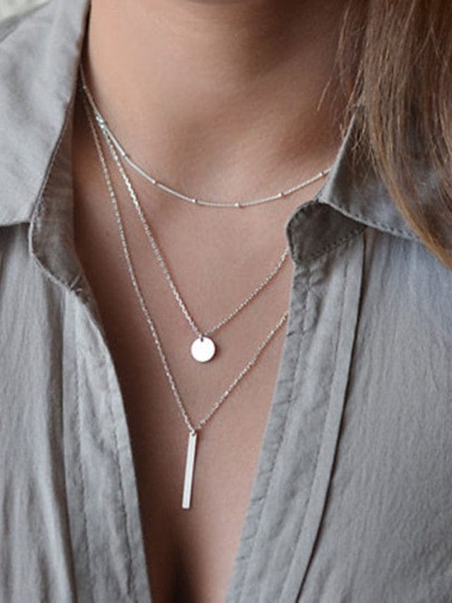 Street Geometry 3-Layer Necklace for Women - Chic & Modern Geometry with Versatile Style for All Seasons