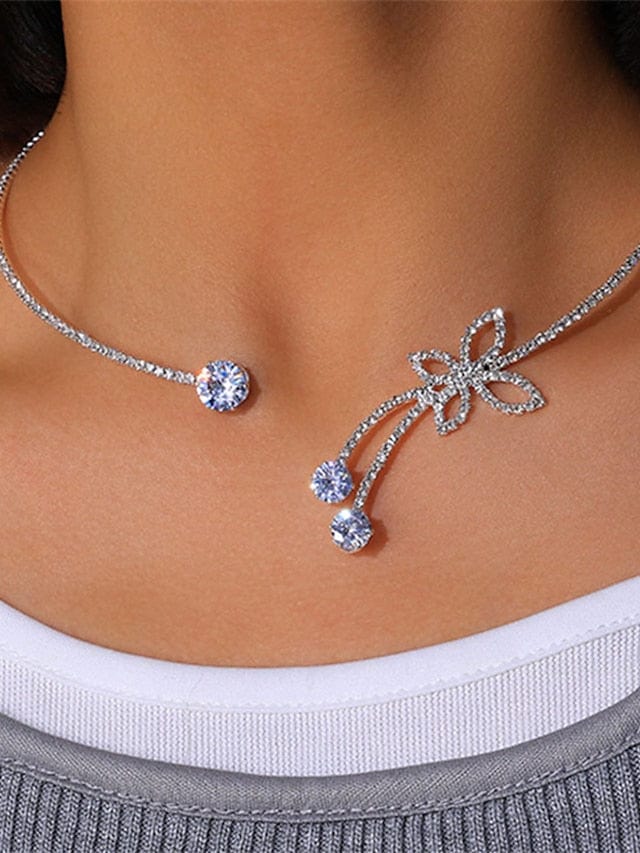 Street Butterfly Silver Alloy Necklace for Women