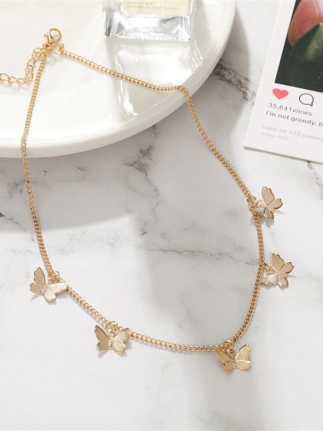 Butterfly Charm Gold Necklace for Women's Outdoor Fashion