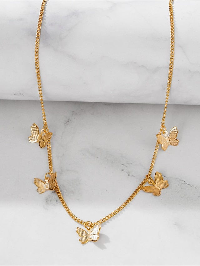 Butterfly Charm Gold Necklace for Women's Outdoor Fashion