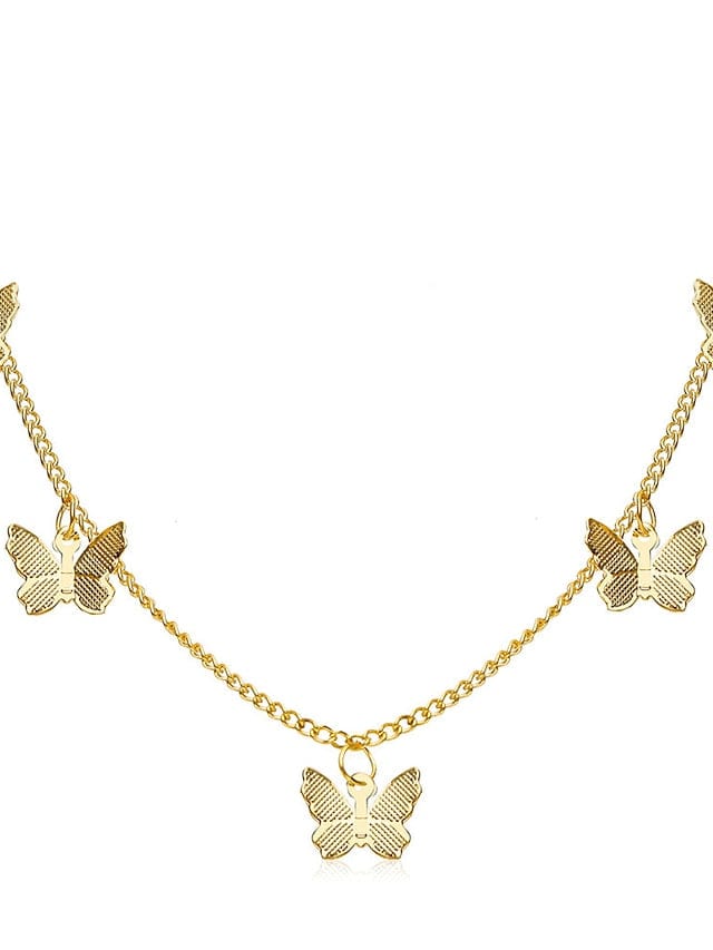 Butterfly Charm Gold Necklace for Women's Outdoor Fashion