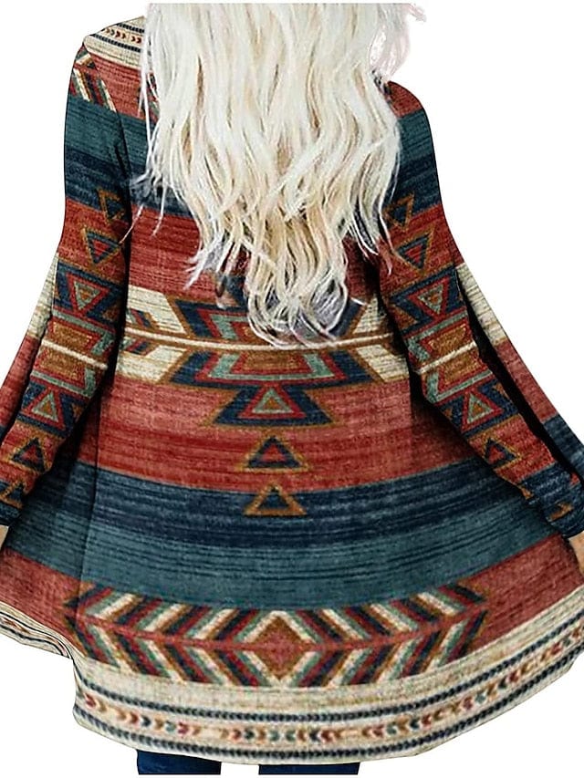 Ethnic Printed Knitted Cardigan for Women