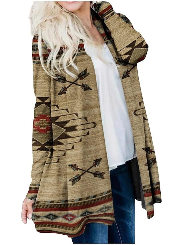 Ethnic Printed Knitted Cardigan for Women