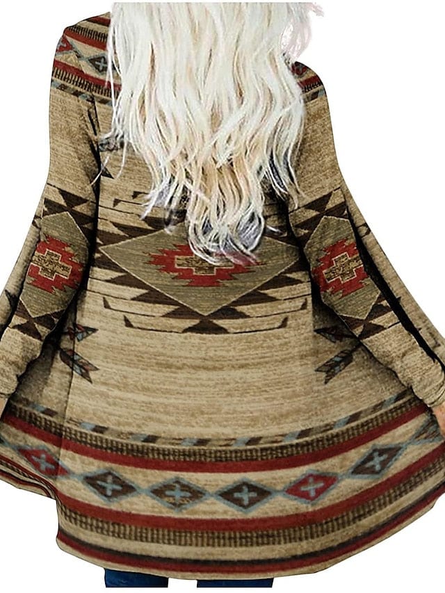 Ethnic Printed Knitted Cardigan for Women