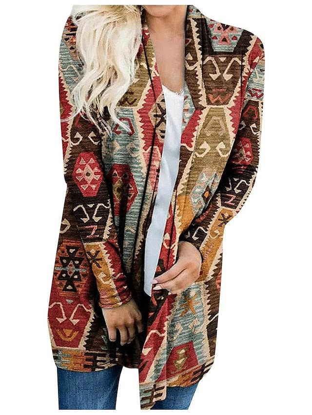 Ethnic Printed Knitted Cardigan for Women