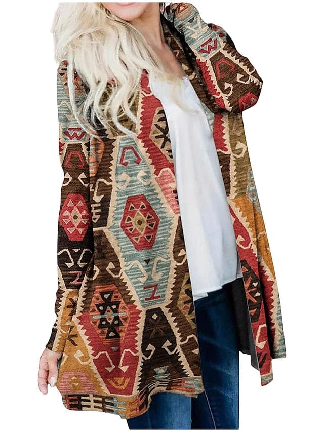 Ethnic Printed Knitted Cardigan for Women
