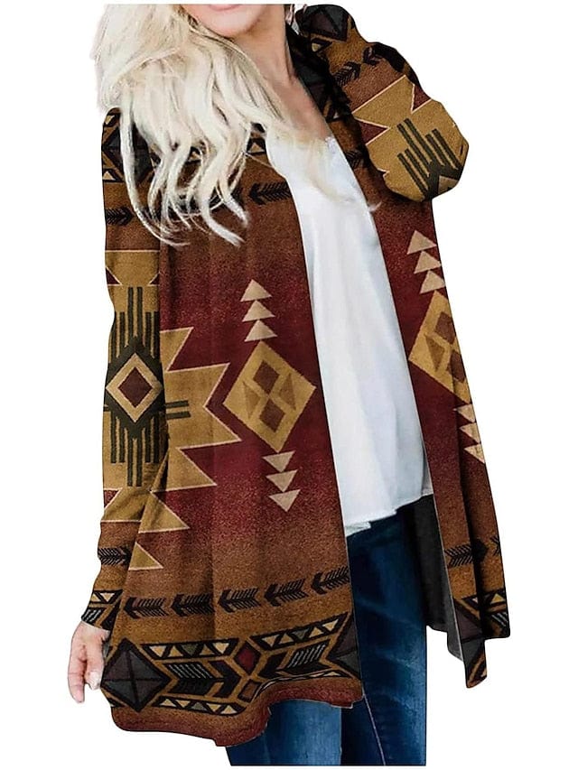 Ethnic Printed Knitted Cardigan for Women