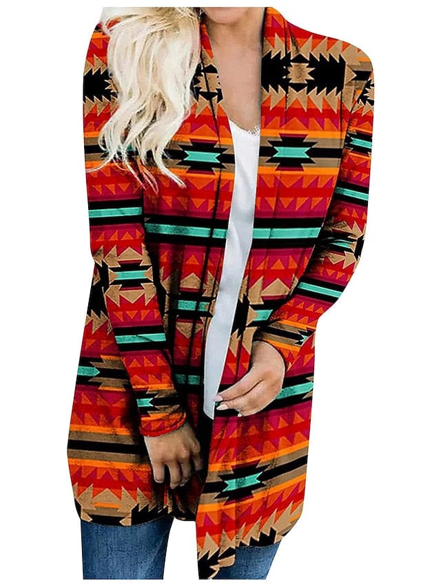 Ethnic Printed Knitted Cardigan for Women