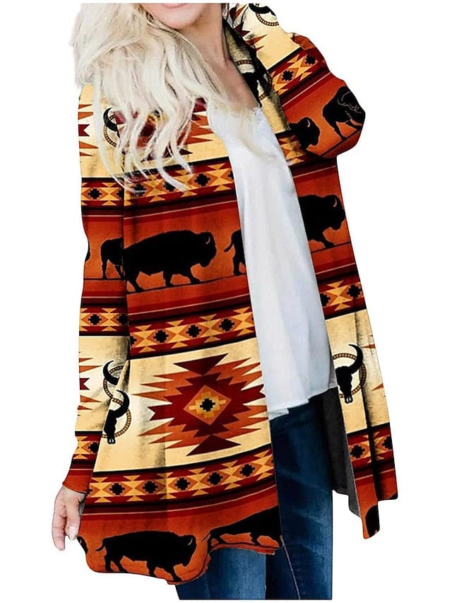 Ethnic Printed Knitted Cardigan for Women