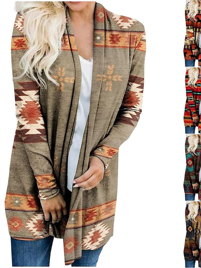 Ethnic Printed Knitted Cardigan for Women