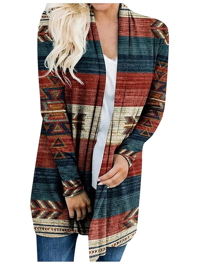 Ethnic Printed Knitted Cardigan for Women