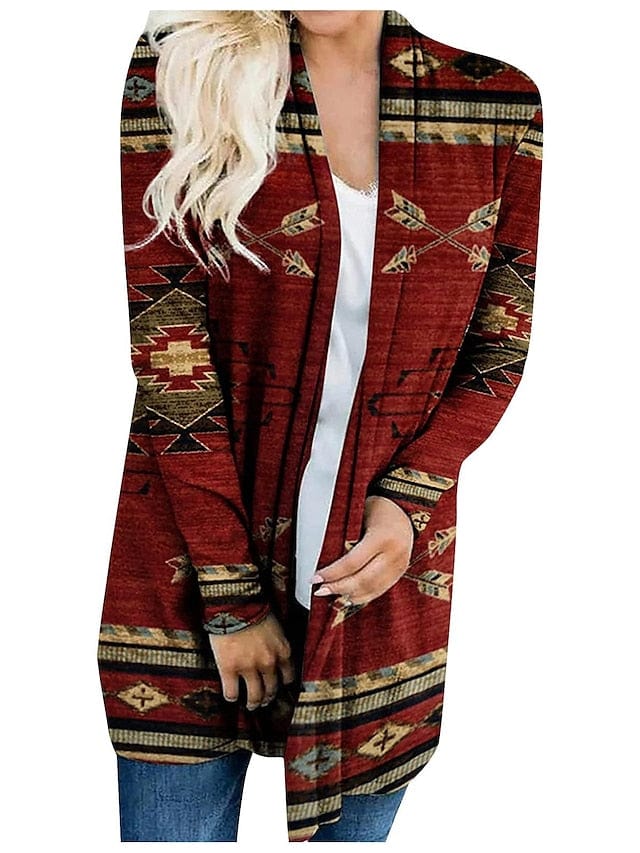 Ethnic Printed Knitted Cardigan for Women