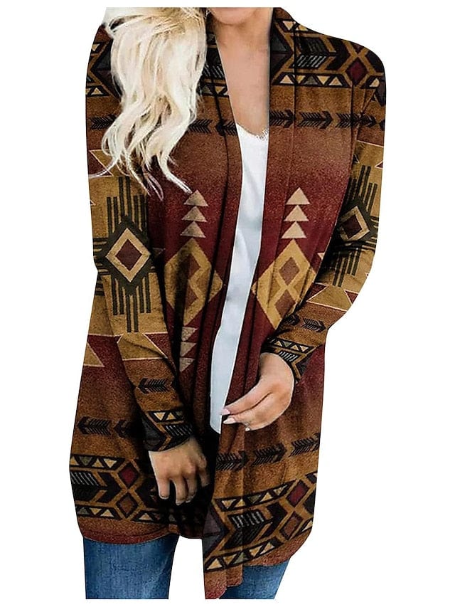 Ethnic Printed Knitted Cardigan for Women