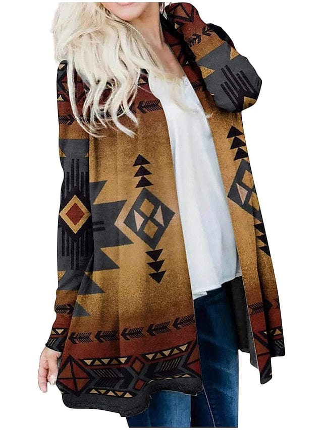 Ethnic Printed Knitted Cardigan for Women