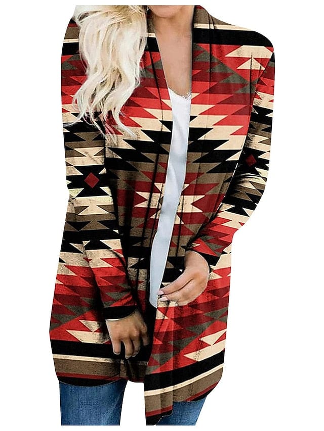Ethnic Printed Knitted Cardigan for Women