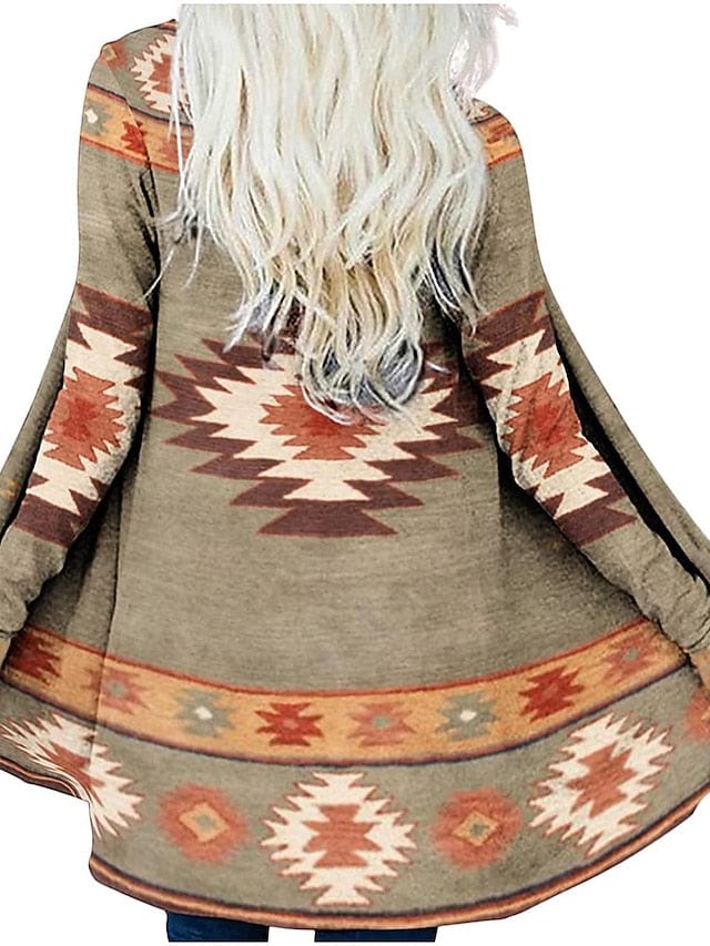Ethnic Printed Knitted Cardigan for Women
