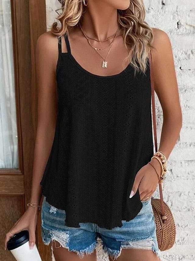 Armygreen Black White Women's Sleeveless Tank Top