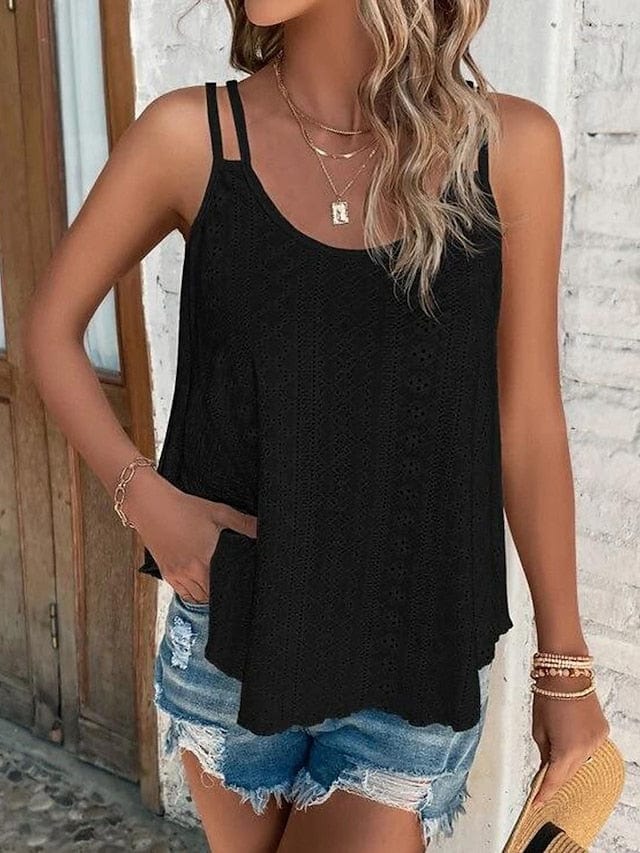 Armygreen Black White Women's Sleeveless Tank Top