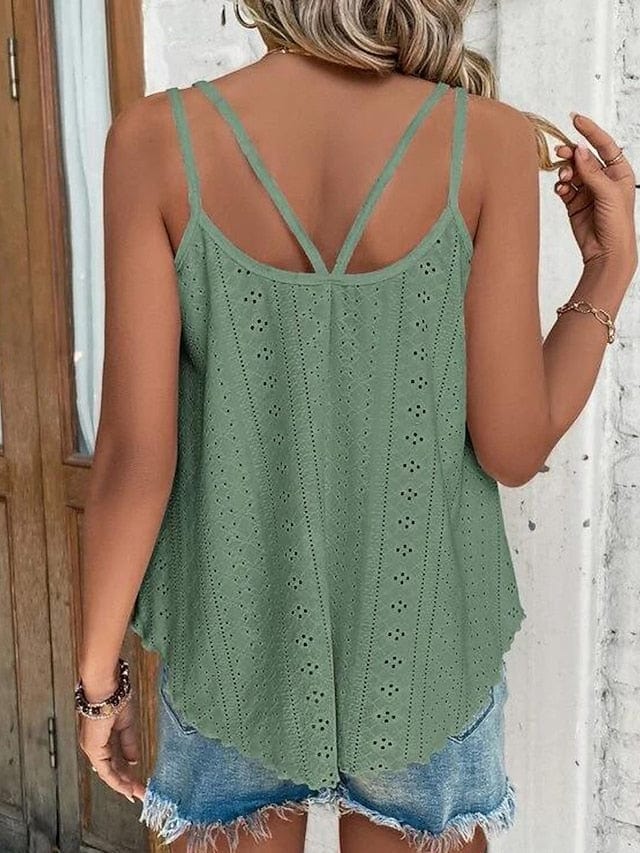 Armygreen Black White Women's Sleeveless Tank Top
