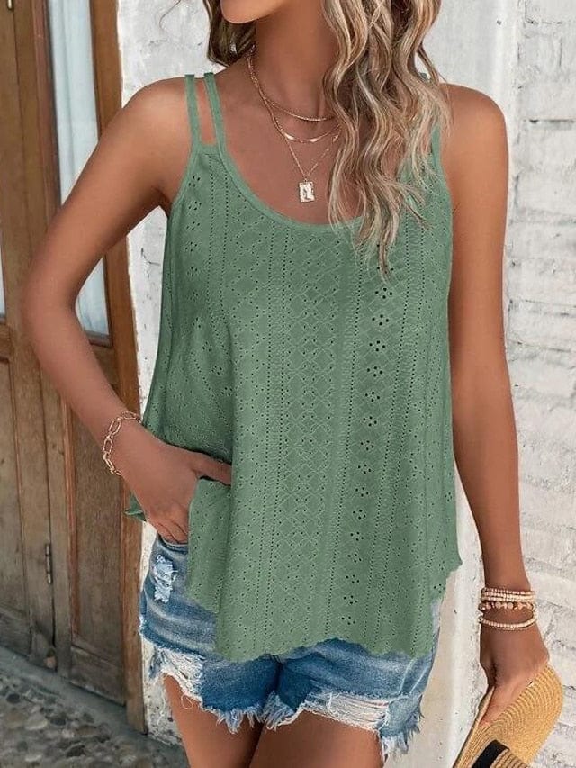 Armygreen Black White Women's Sleeveless Tank Top