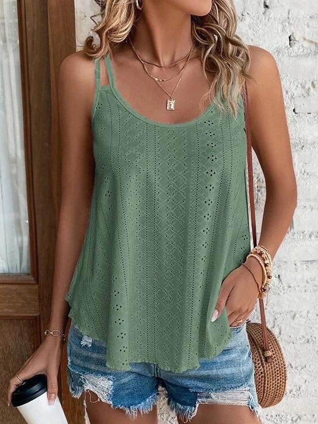 Armygreen Black White Women's Sleeveless Tank Top