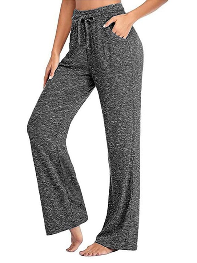 Women's High Waist Yoga Pants with Side Pockets - Dark Grey Watermelon Red Black