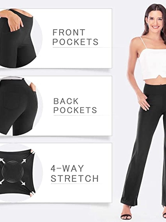 Women's Wide Leg Yoga Pants with Side Pockets and Tummy Control