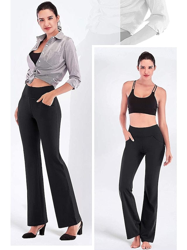 Women's Wide Leg Yoga Pants with Side Pockets and Tummy Control