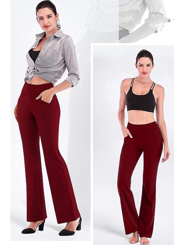 Women's Wide Leg Yoga Pants with Side Pockets and Tummy Control