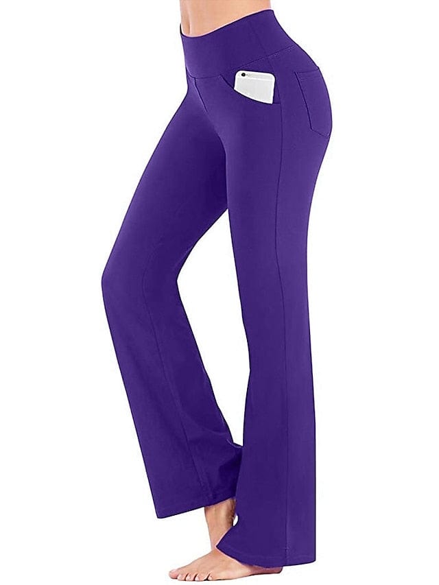 Women's Wide Leg Yoga Pants with Side Pockets and Tummy Control