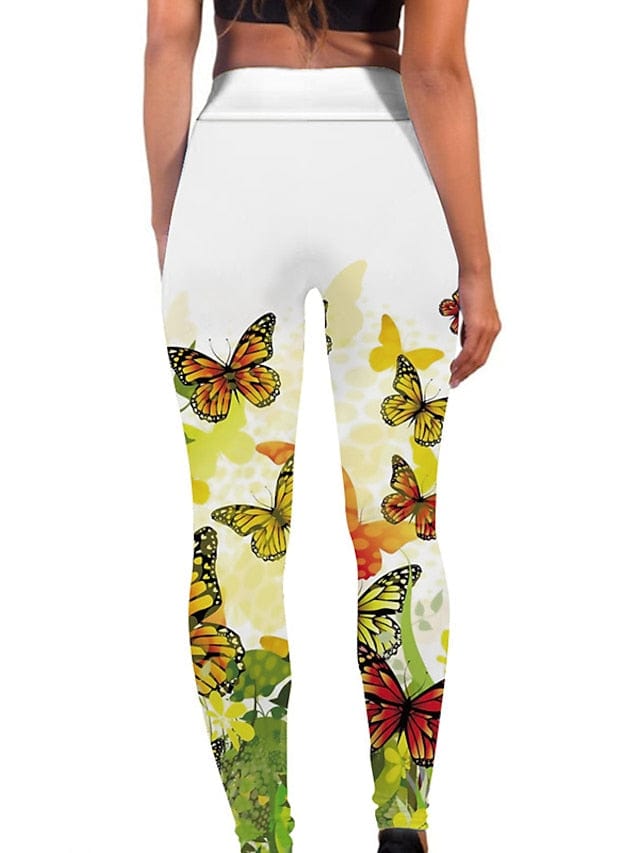 Floral Black Women's High-Waisted Yoga Leggings with Tummy Control and Butt Lift