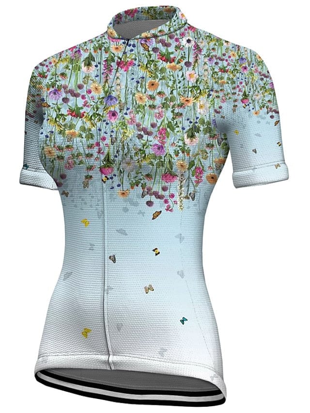 21grams Women's Short Sleeve Cycling Jersey with Rear Pockets for Mountain and Road Biking