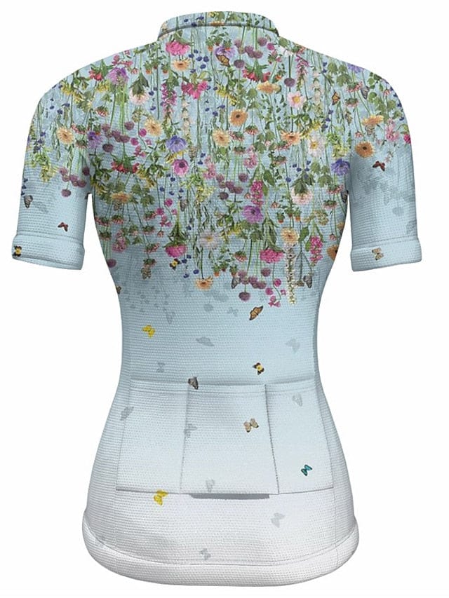 21grams Women's Short Sleeve Cycling Jersey with Rear Pockets for Mountain and Road Biking