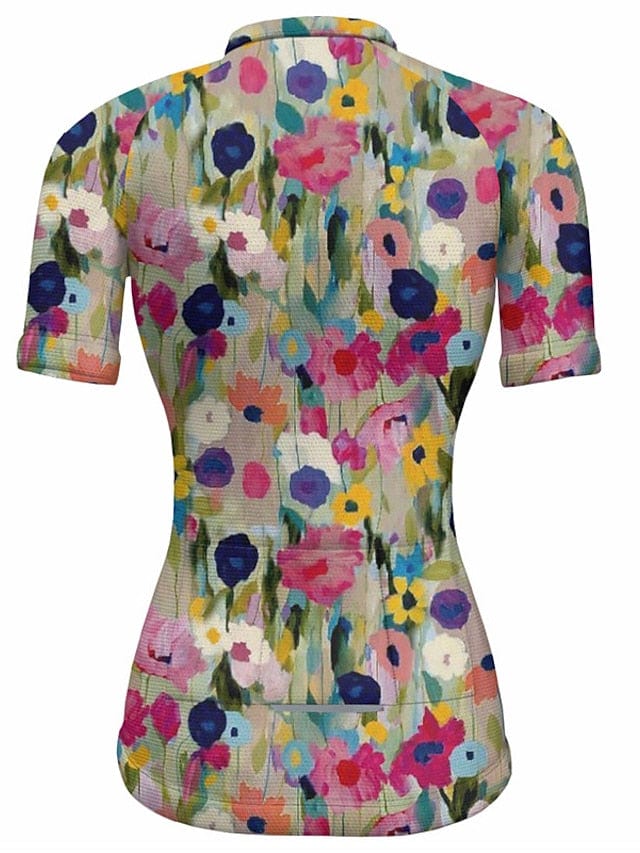 21grams Women's Short Sleeve Cycling Jersey with Rear Pockets for Mountain and Road Biking