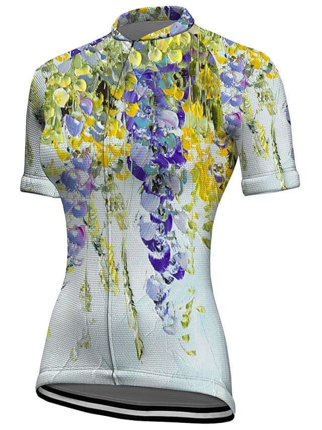 21grams Women's Short Sleeve Cycling Jersey with Rear Pockets for Mountain and Road Biking