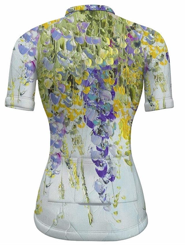 21grams Women's Short Sleeve Cycling Jersey with Rear Pockets for Mountain and Road Biking