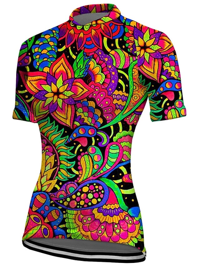 21grams Women's Short Sleeve Cycling Jersey with Rear Pockets for Mountain and Road Biking