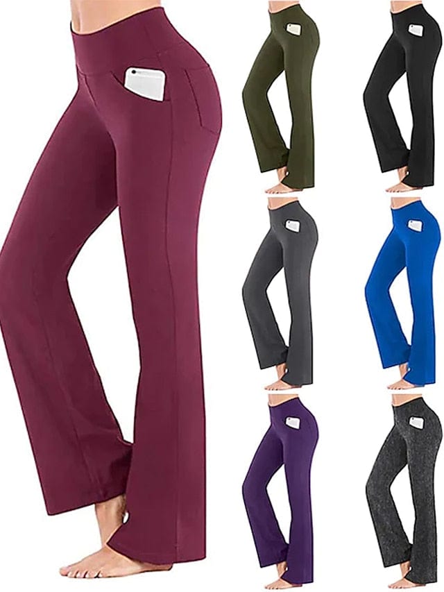 Women's Bootcut Yoga Leggings with Side Pockets and Tummy Control