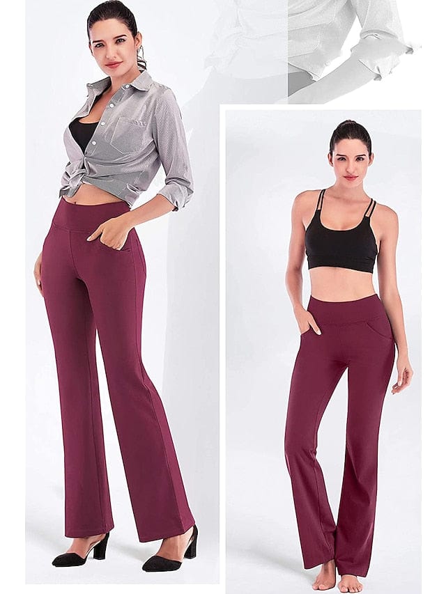 Women's Bootcut Yoga Leggings with Side Pockets and Tummy Control