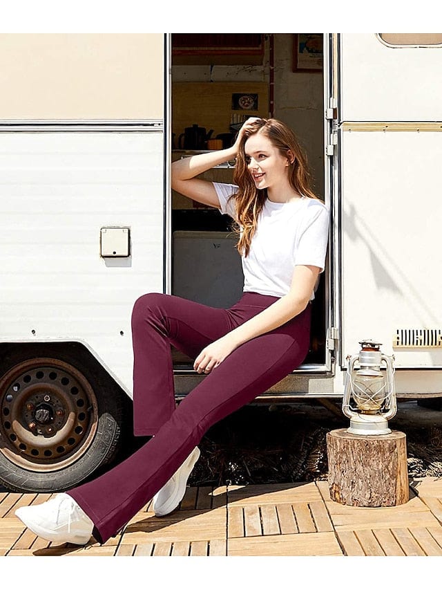 Women's Bootcut Yoga Leggings with Side Pockets and Tummy Control