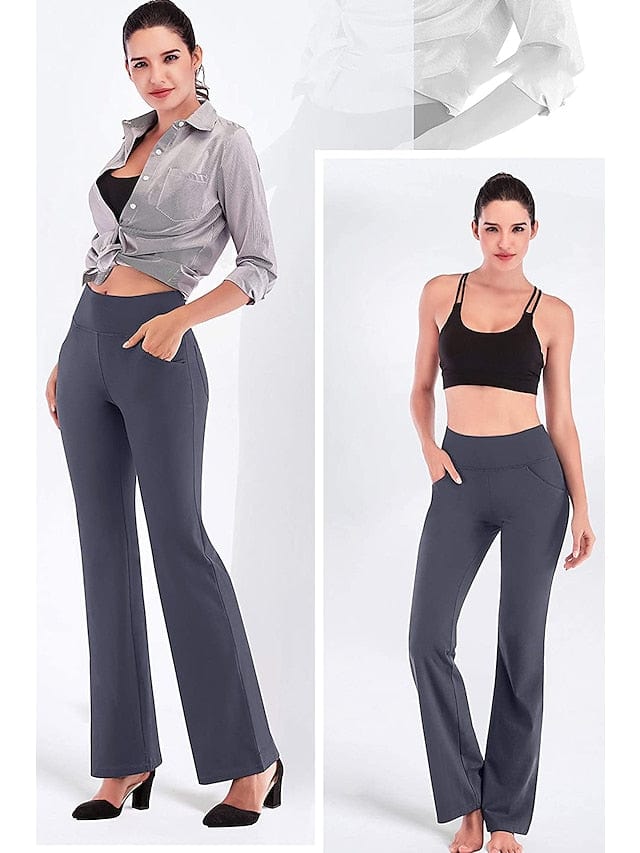 Women's Bootcut Yoga Leggings with Side Pockets and Tummy Control